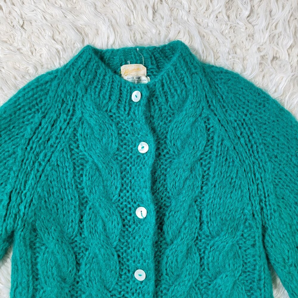 Vintage Mantessa Hand Knit Wool Sweater Cardigan Size 34 - Made in Italy - Picture 2 of 12